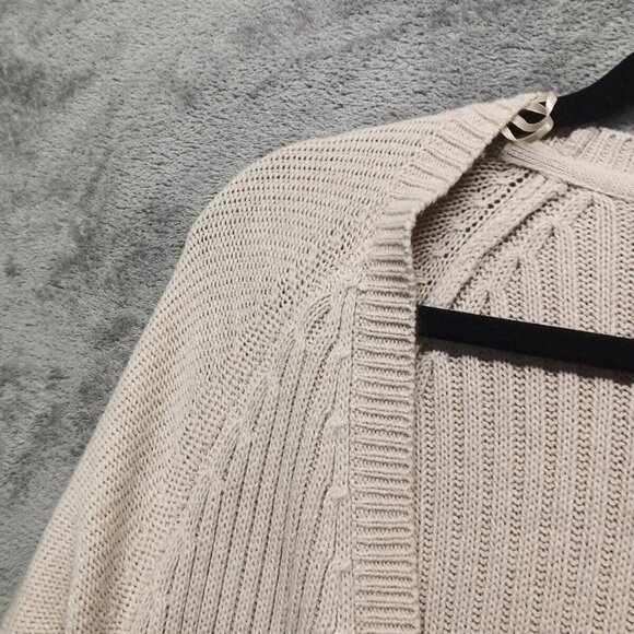 RDI Cardigan Sweater SMALL(4-6)Women Pullover Fall Solid Ivory Knit Cotton Blend - Picture 8 of 15